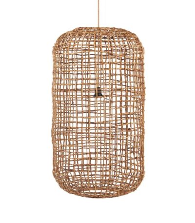 Suspension Kuso Naturel XL en feuilles de bananier tressées forme nid bohème