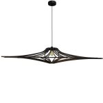 Suspension bois noir SINGING - D124 grand format design contemporain en bois noir mat avec structure aérienne et éclairage doux