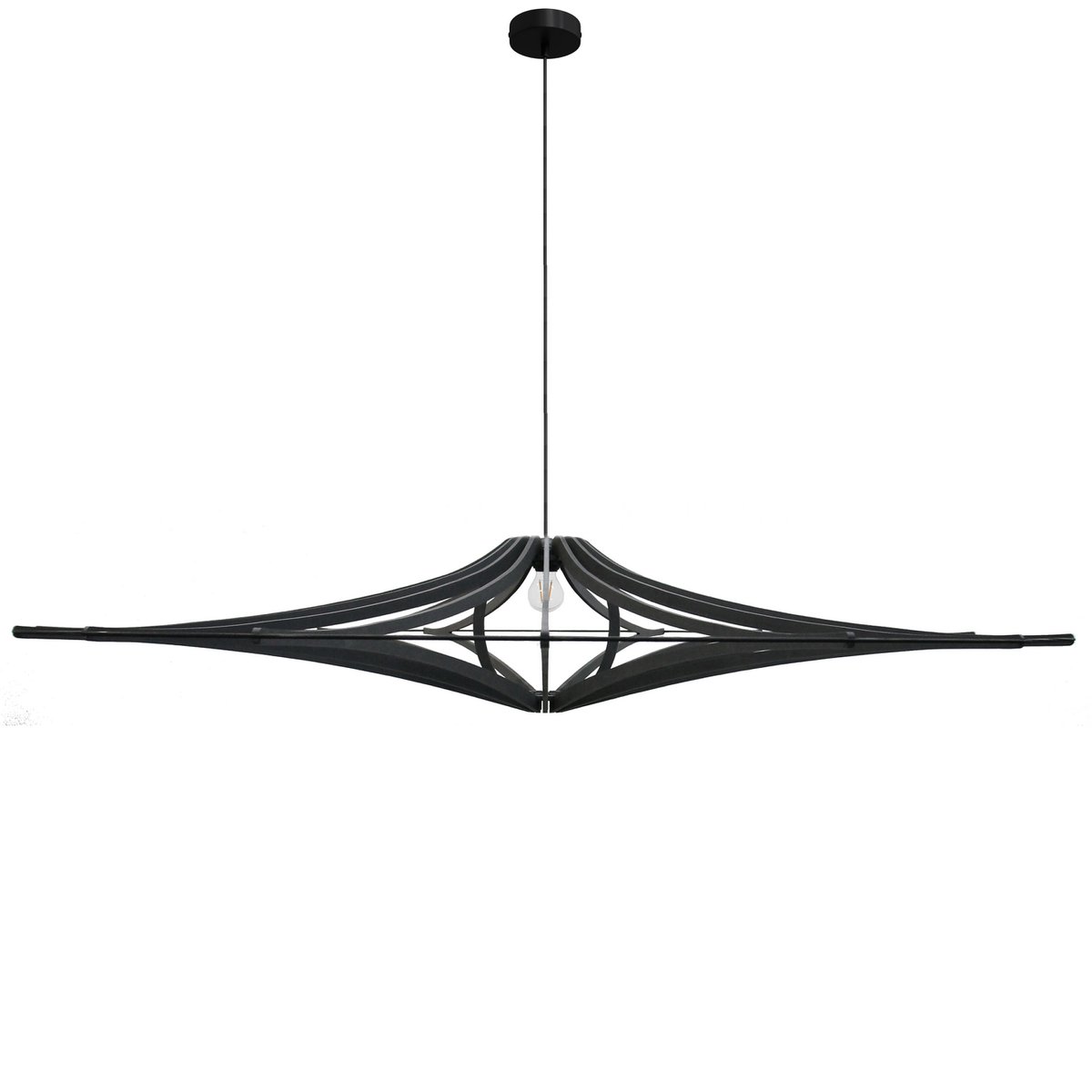 Suspension design XL Singing noire 160 cm, luminaire architectural grand format