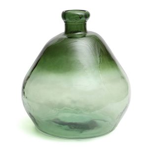 Vase Bolai - Vert grand vase en verre recyclé vert forme arrondie décorative