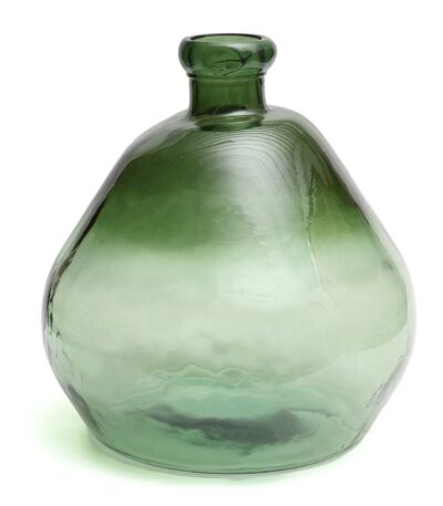 Vase Bolai - Vert grand vase en verre recyclé vert forme arrondie décorative