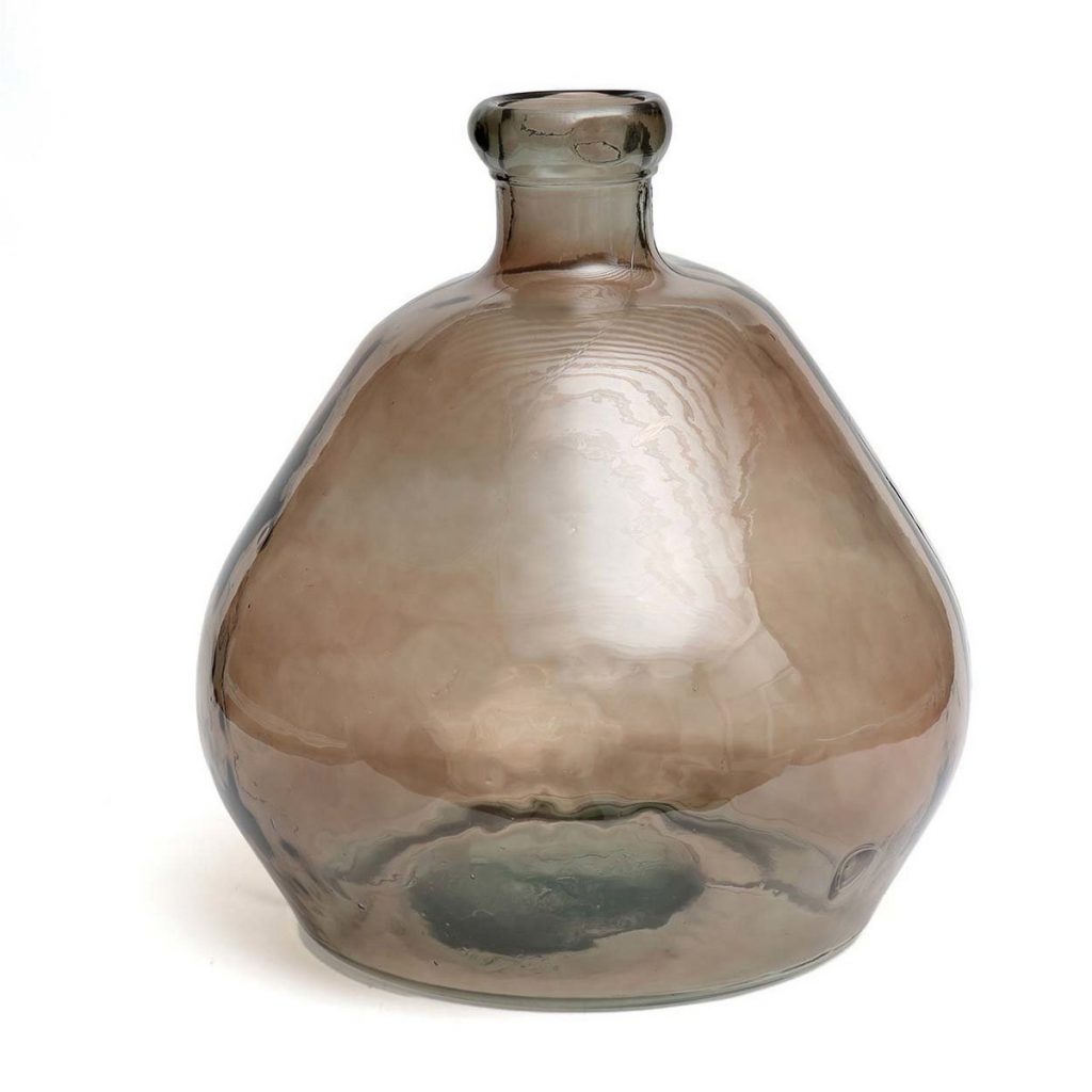 Vase Bolai - Beige grand vase en verre recyclé beige forme arrondie décorative