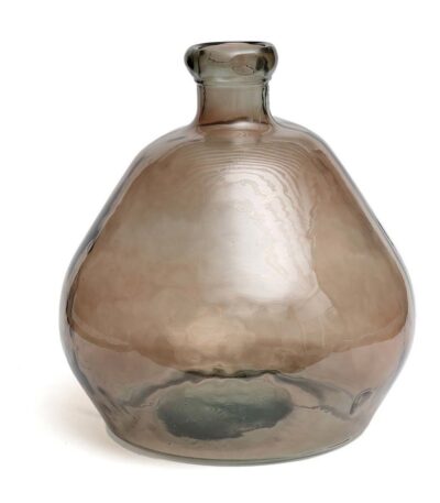 Vase Bolai - Beige grand vase en verre recyclé beige forme arrondie décorative