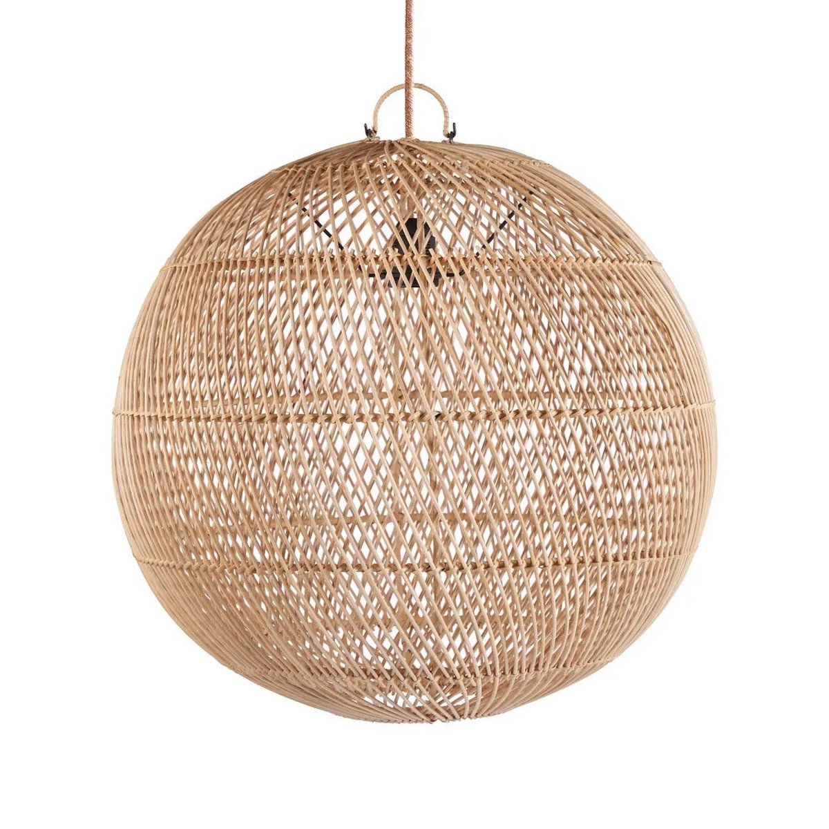 Suspension en rotin Bulle M en rotin tissé main ronde style bohème