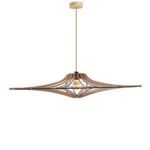 Suspension Singing Brut – Taille D90cm – câble en lin et rosace bois à personnalisé.