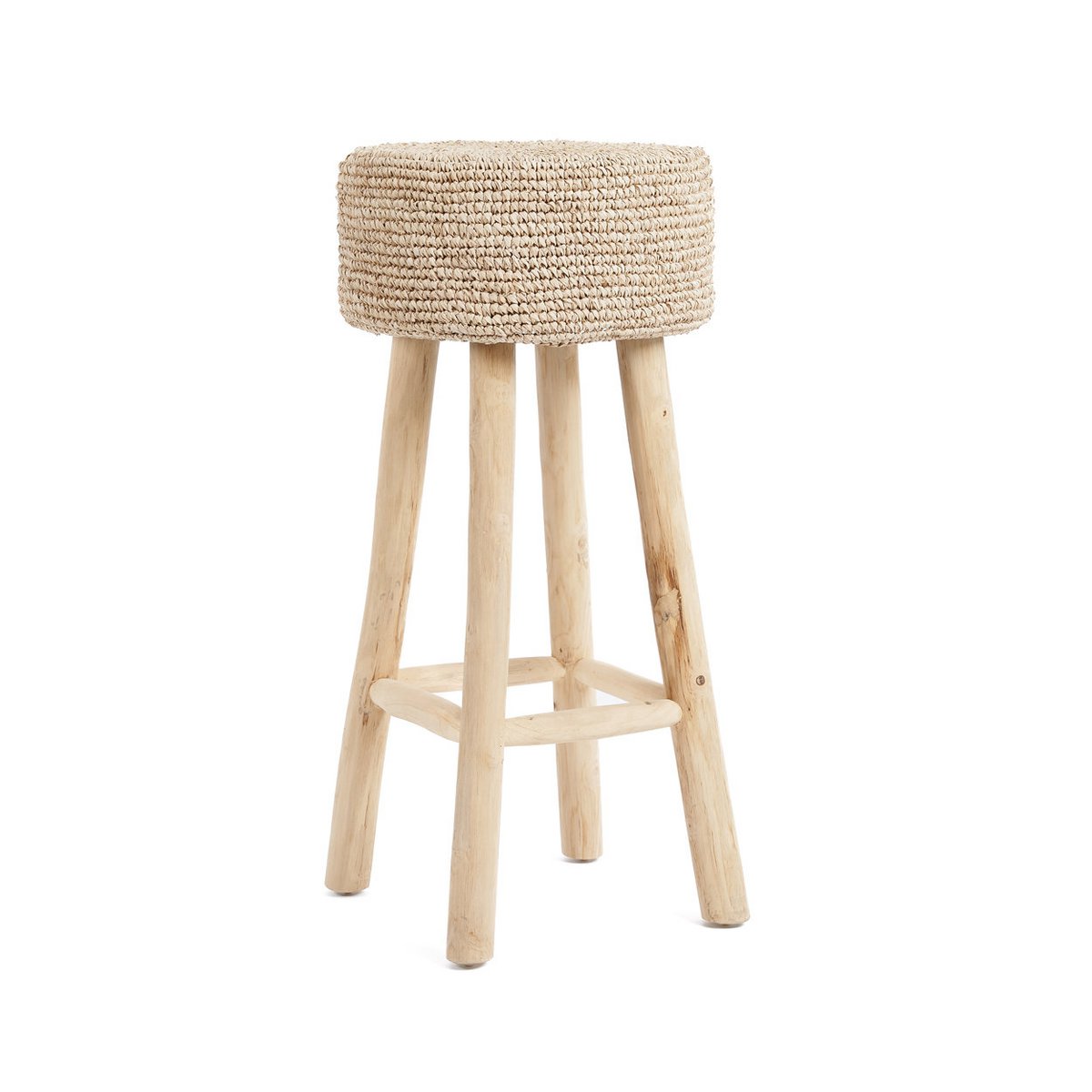 Titre image (SEO média) : Tabouret de bar en raphia naturel vue de face