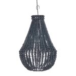 Suspension Teardrop - Noir en perles de bois, suspension décorative noire style bohème