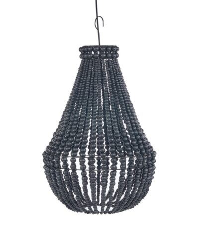 Suspension Teardrop - Noir en perles de bois, suspension décorative noire style bohème