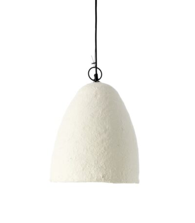 Suspension Savana - Blanc - S en papier maché, luminaire artisanal design minimaliste pour intérieur