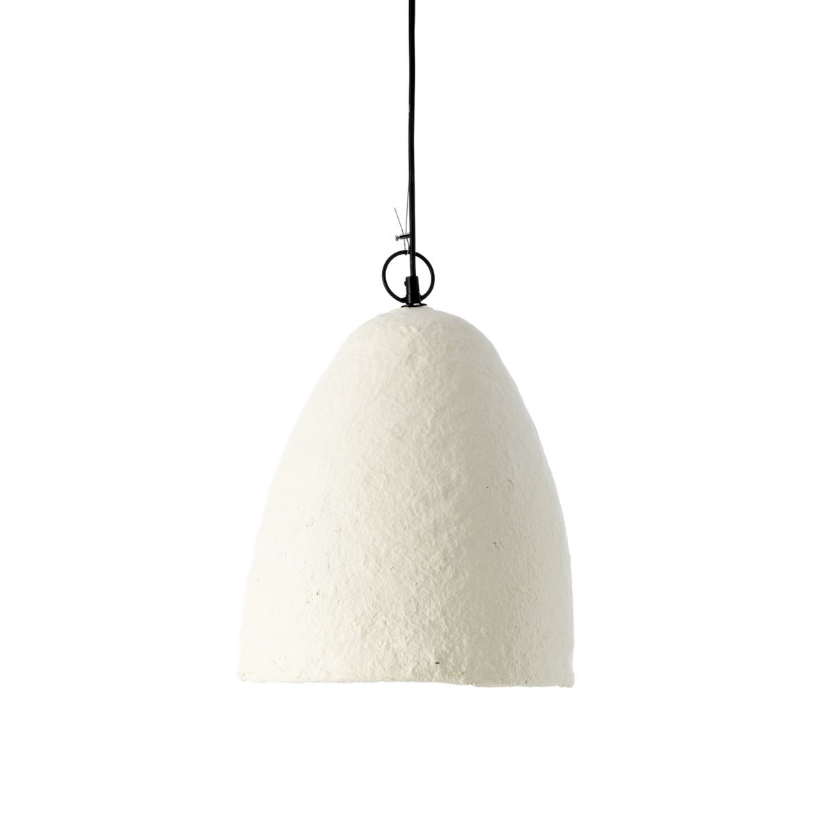 Suspension Savana - Blanc - S en papier maché, luminaire artisanal design minimaliste pour intérieur