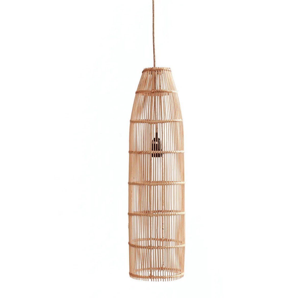 Suspension Piège à Poisson – Naturel – L en rotin tressé forme effilée style bohème