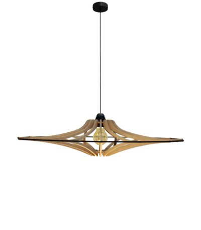 Suspension bois brut SINGING D65, luminaire contemporain pour plafond bas