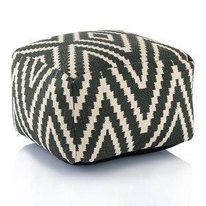 Pouf kilim carré en coton tissé main – motif géométrique