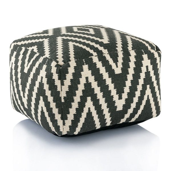 Pouf kilim carré en coton tissé main – motif géométrique