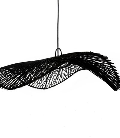Suspension rotin noir Le Chapeau abat-jour design tressé à la main