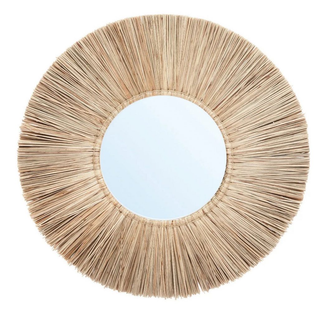 Miroir Alang Alang naturel L - miroir mural bohème en fibres naturelles