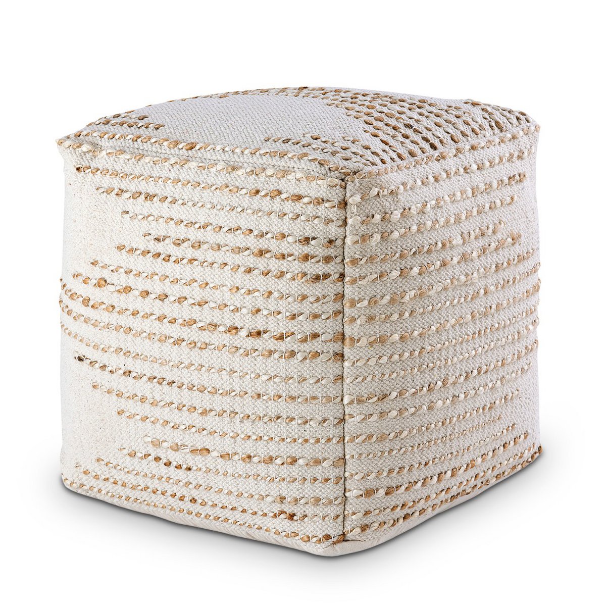 Pouf en jute naturel carré 45x45 cm en fibres naturelles
