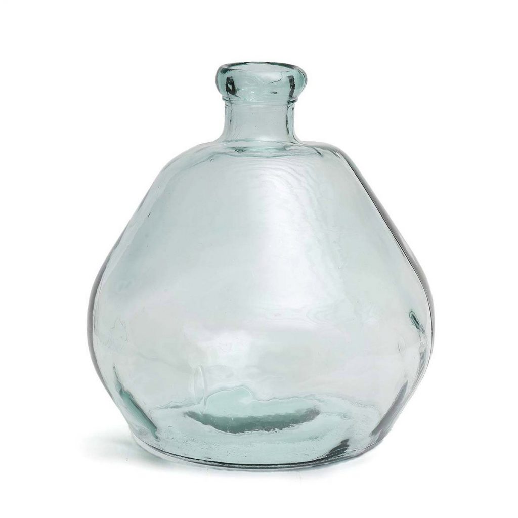 Vase Bolai - Bleu vase en verre recyclé bleu forme arrondie décorative