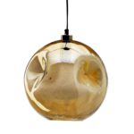 Pendentif en verre doré soufflé main forme ronde lumineuse