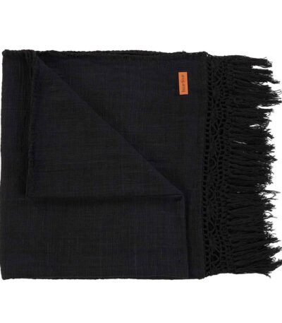 Jeté de lit Gypsy - Noir en coton style bohème moderne posé en bout de lit