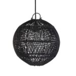 Suspension en rotin Bulle noir S tressée main forme ronde style bohème