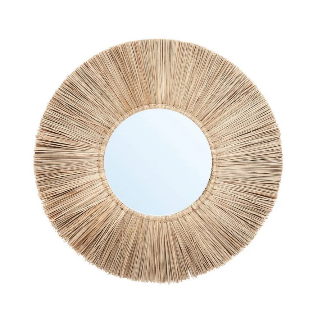 Miroir Alang Alang naturel M, miroir mural bohème en fibres naturelles