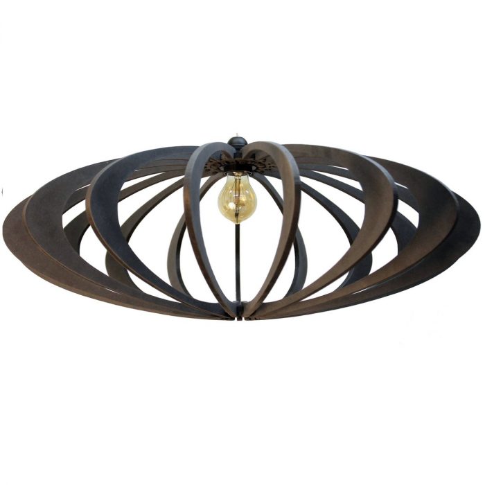 Suspension bois design ronde D70cm  Rolling Black