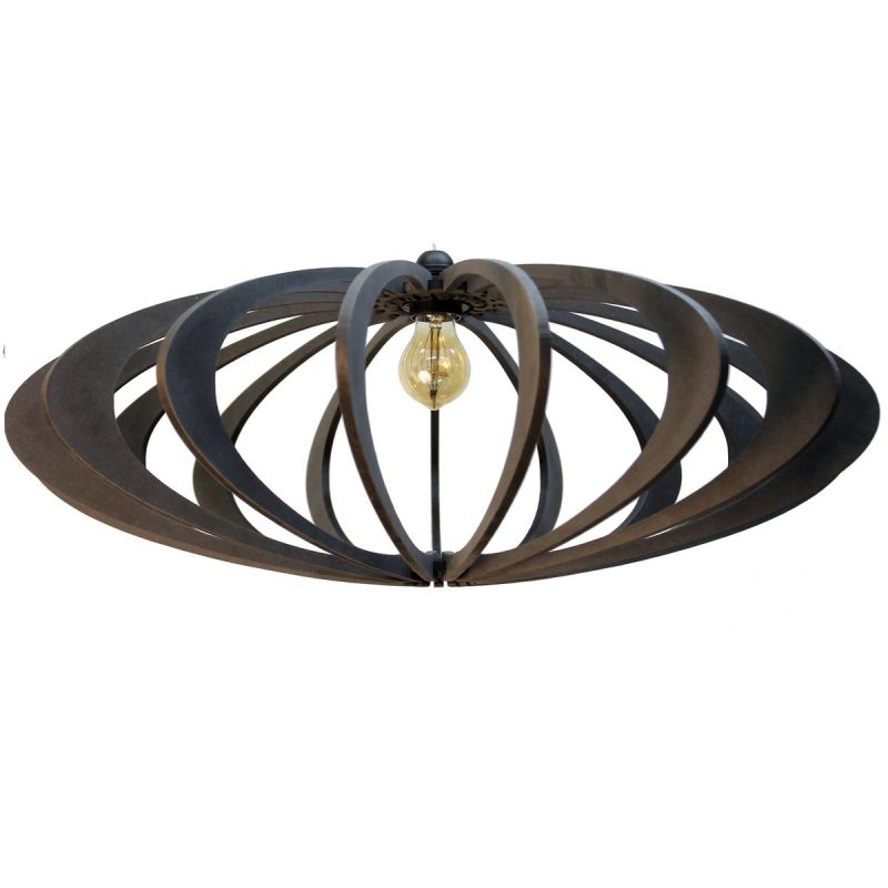 Suspension bois design ronde D70cm Rolling Black