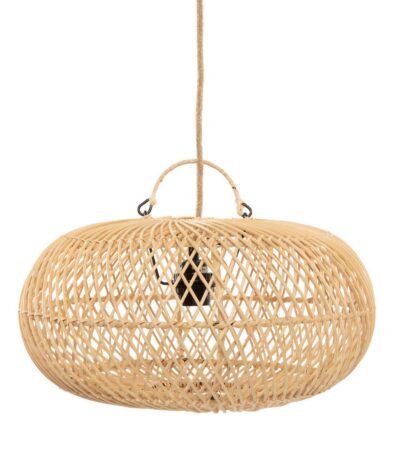 Suspension Wholely en rotin naturel petit format, luminaire bohème arrondi tissé à la main