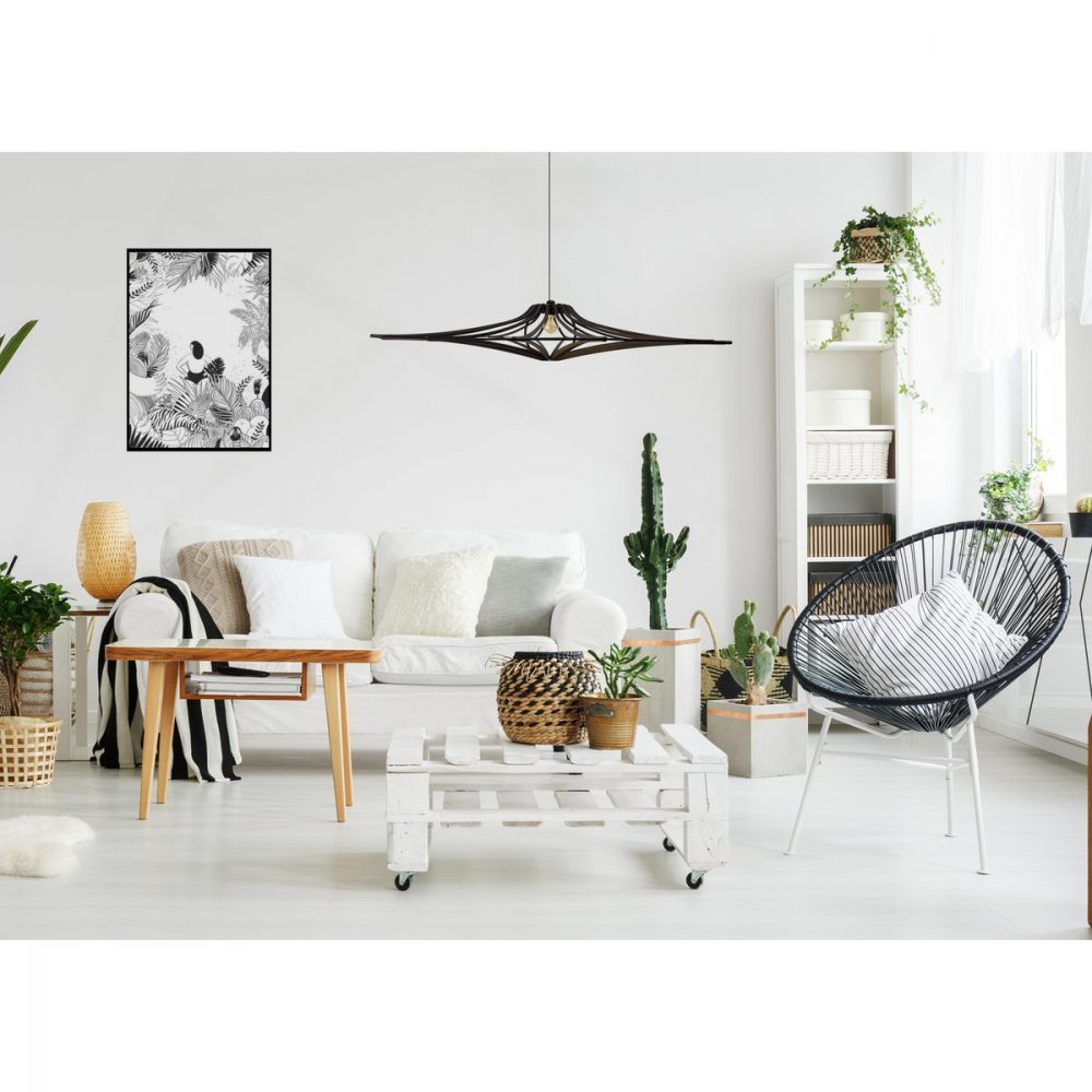 Suspension design bois noir D90 cm – Élastique noir · Kit noir