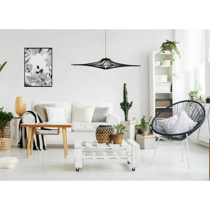 Suspension design bois noir D90 cm – Élastique noir · Kit noir