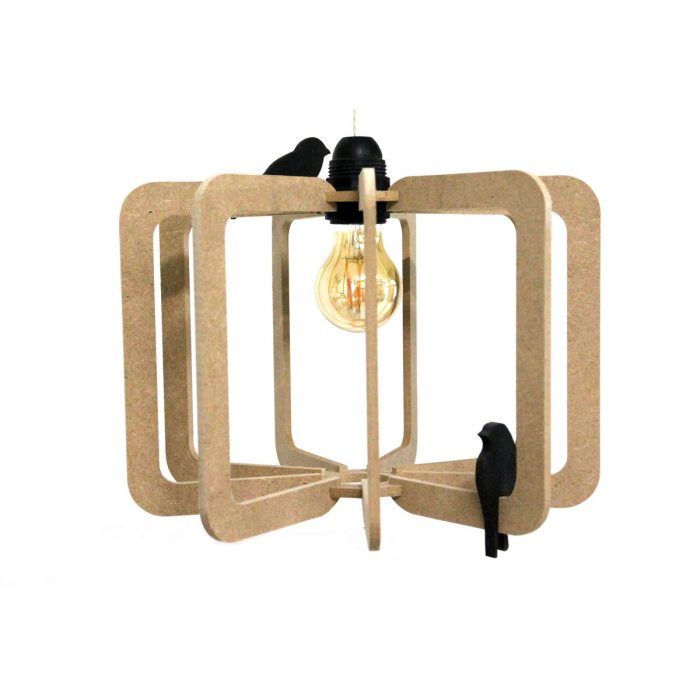 Suspension design bois Bird – Ø30 cm