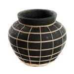 Vase Belly - Noir - L en terre cuite avec tressage en rotin