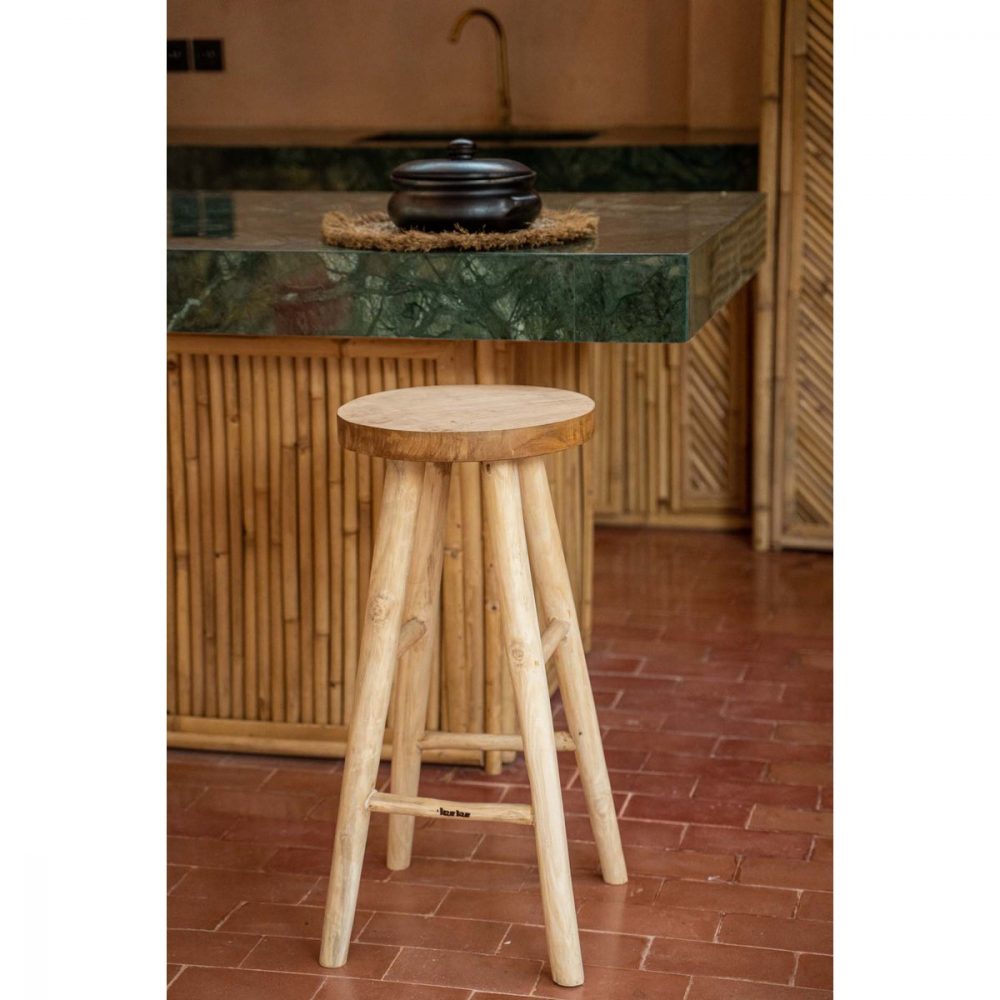 Tabouret de bar en bois de teck Kedut – Naturel