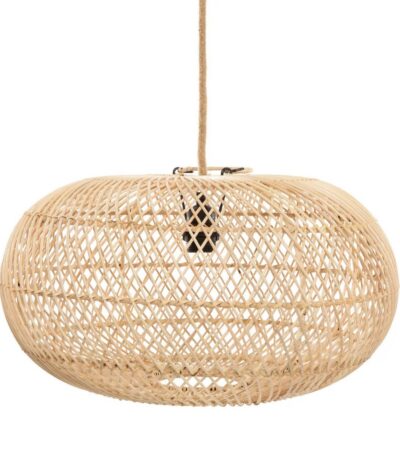 Suspension Wholely en rotin naturel taille M, luminaire bohème arrondi tissé à la main