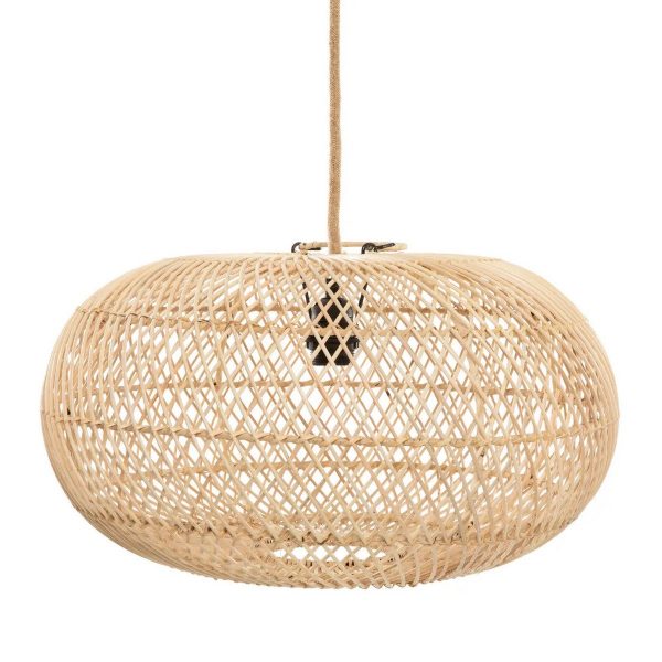 Suspension Wholely en rotin naturel taille M, luminaire bohème arrondi tissé à la main