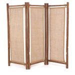 Paravent Zenbu en teck recyclé et toile de jute, paravent naturel style bohème