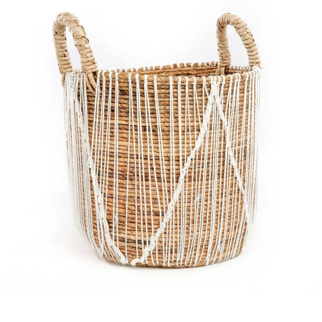 Panier macramé cousu droit – Panier décoratif bohème en fibres naturelles