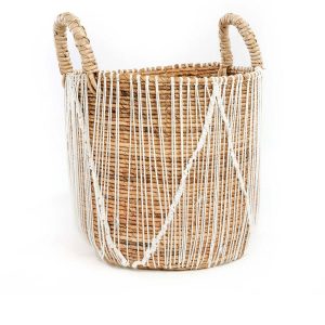 Panier macramé cousu droit – Panier décoratif bohème en fibres naturelles