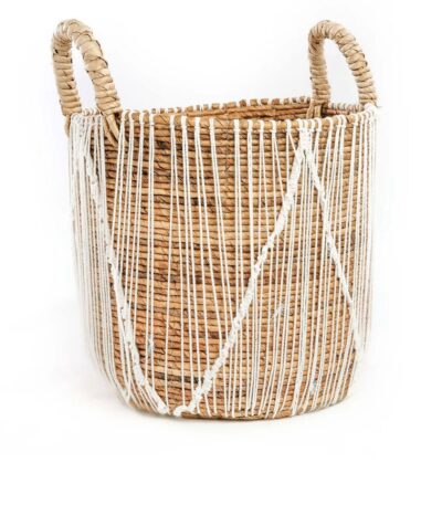 Panier macramé cousu droit – Panier décoratif bohème en fibres naturelles
