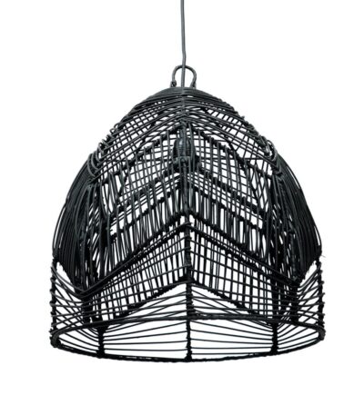 Pendentif Bala - Noir - M suspension en rotin noir tressé à la main luminaire naturel décoratif