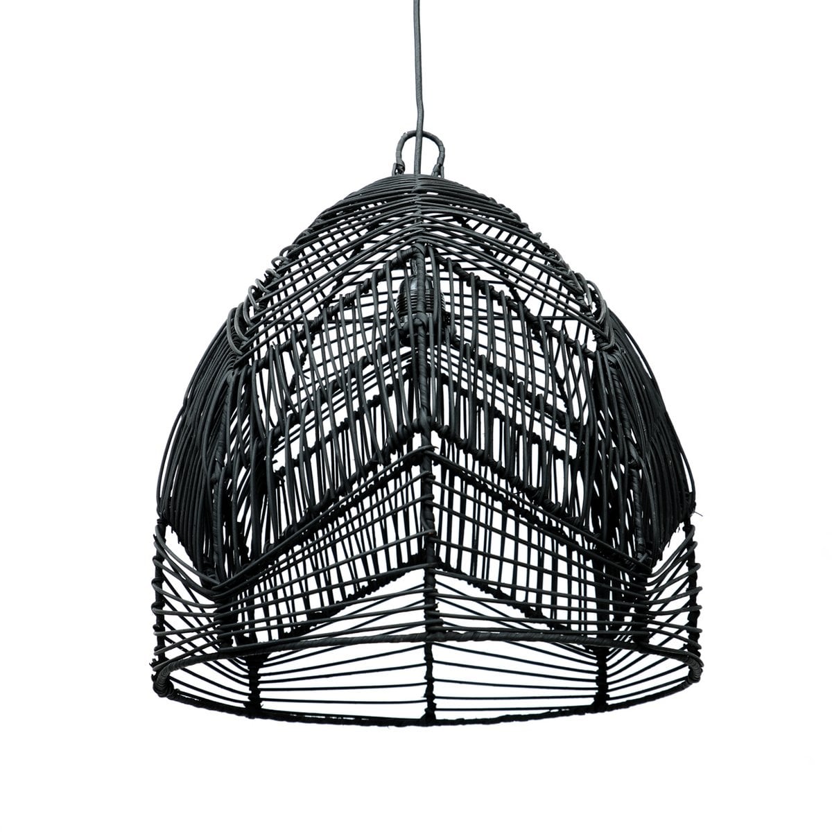 Pendentif Bala - Noir - M suspension en rotin noir tressé à la main luminaire naturel décoratif