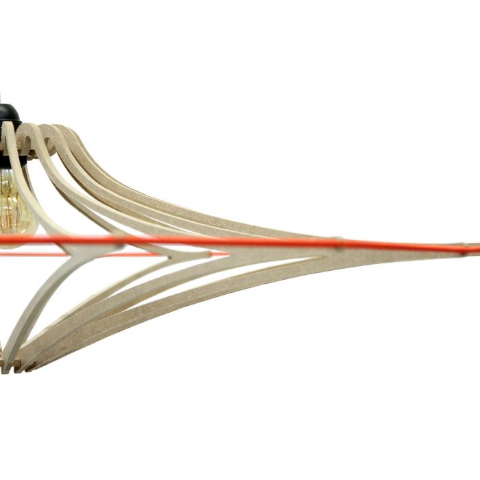 Suspension design bois naturel D90 cm – Élastique orange · Kit lin et bois