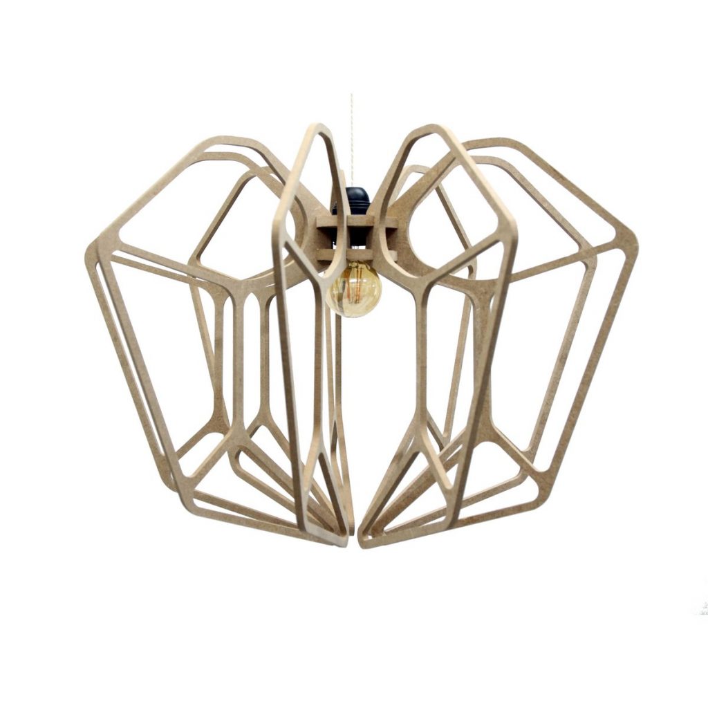 Suspension Diamond - D36cm luminaire bois design géométrique structure ajourée lumière douce intérieure
