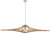 Suspension bois brut SINGING D124 grand format en bois naturel design aérien avec éclairage doux et ambiance chaleureuse