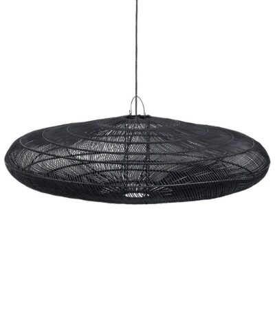 Suspension Macaron - Noir - XL en rotin tressé a la main diamètre 150cm luminaire artisanal