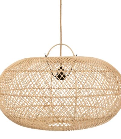 Suspension Wholely en rotin naturel grand format, luminaire bohème arrondi tissé à la main