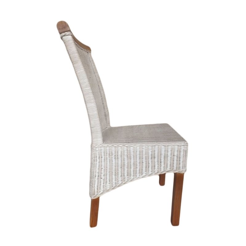 Chaise de salle à manger en rotin blanc Perth – Image 3