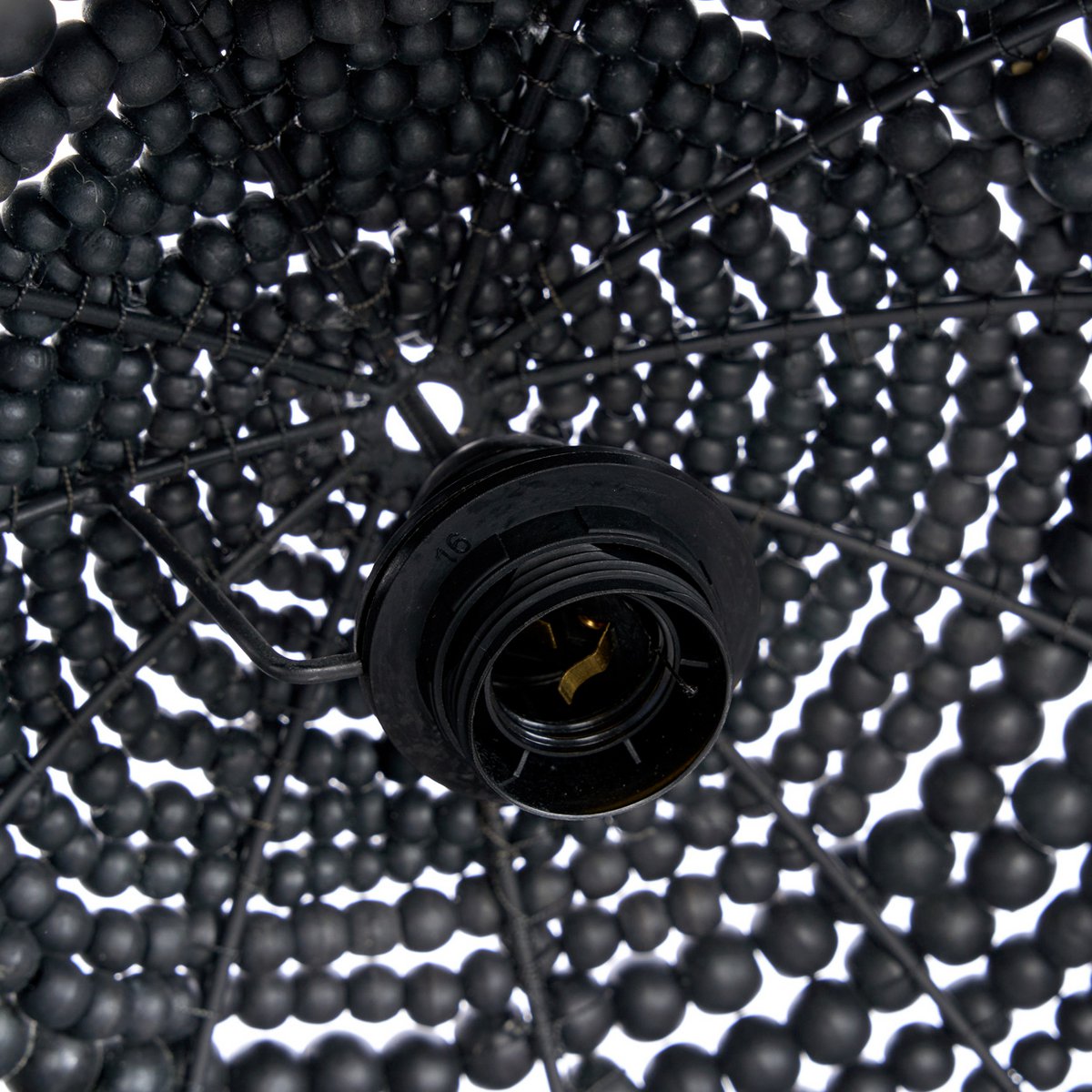 Suspension dôme en perles de bois - Noir – Image 7