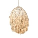 Suspension shaggy en rotin naturel avec franges style bohème
